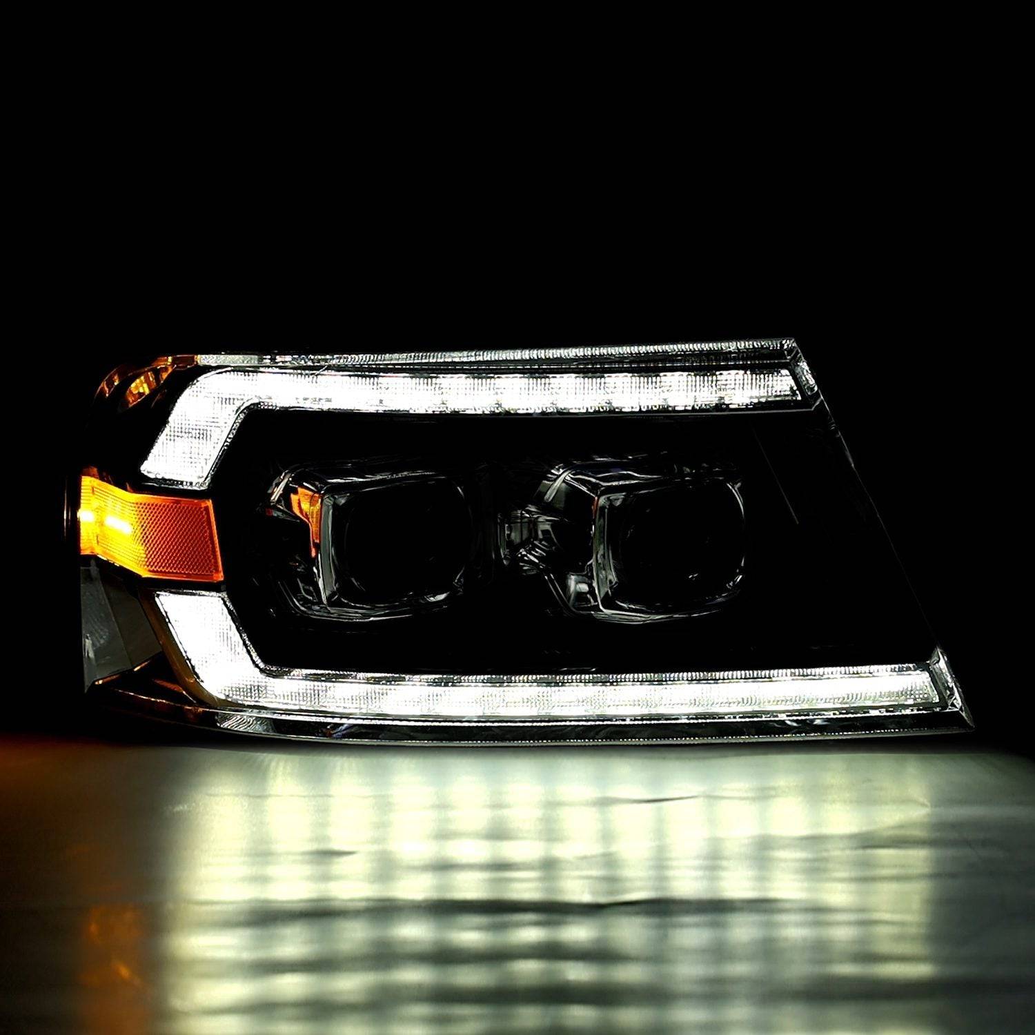 04-08 Ford F150 / 06-08 Lincoln Mark LT LUXX-Series LED Projector Headlights Black - Legends Auto Parts