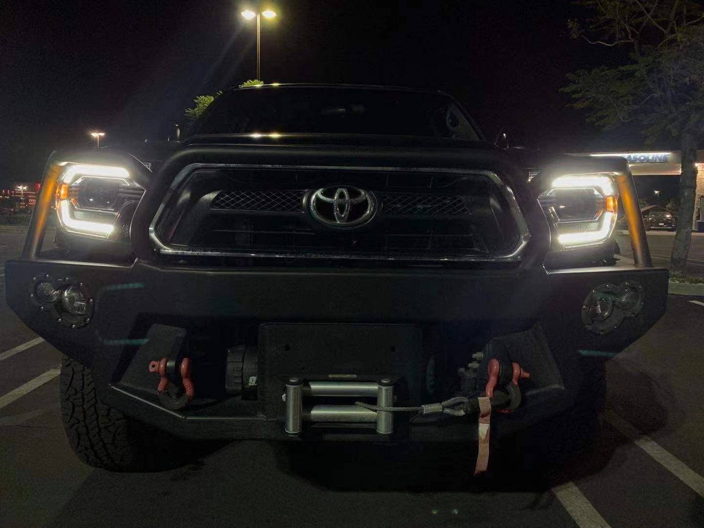 12-15 Toyota Tacoma PRO-Series Halogen Projector Headlights Alpha-Black - Legends Auto Parts