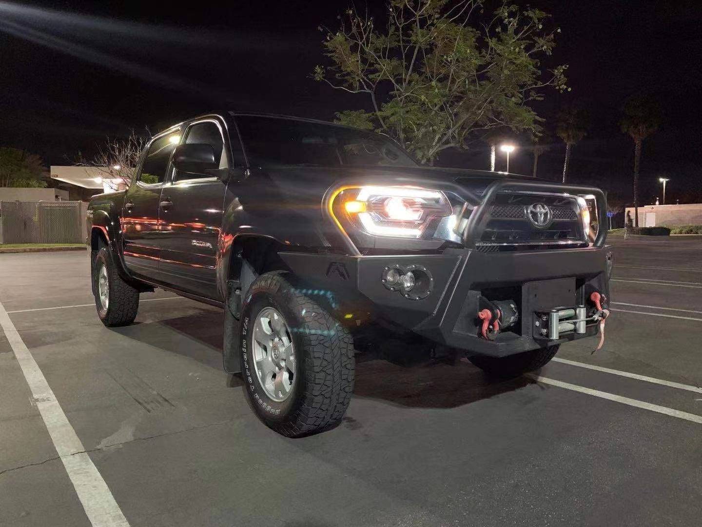 12-15 Toyota Tacoma PRO-Series Halogen Projector Headlights Alpha-Black - Legends Auto Parts