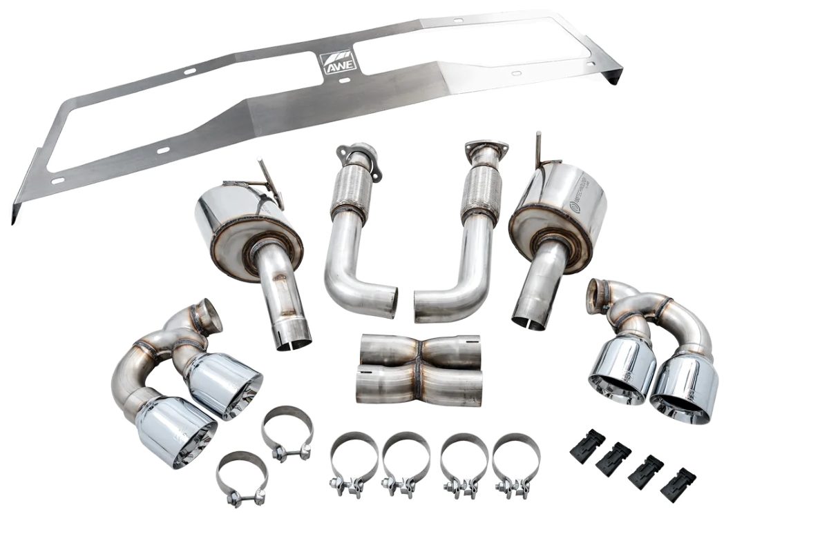 AWE Touring Edition Exhaust w/ Quad Chrome Silver Tips for C8 Chevrolet Corvette Stingray - Legends Auto Parts