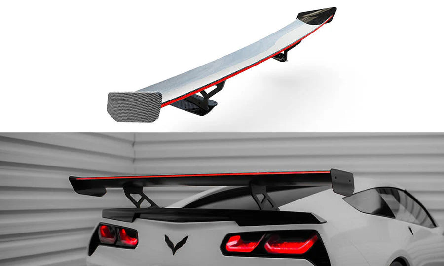 Maxton Design - Carbon Spoiler With Internal Brackets Uprights + Led Chevrolet Corvette Stingray / Grand Sport C7 - Legends Auto Parts
