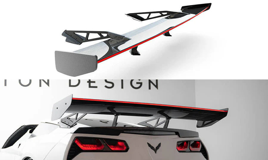 Maxton Design - Carbon Spoiler With Upper Swan Mounting + Led Chevrolet Corvette Stingray / Grand Sport C7 - Legends Auto Parts
