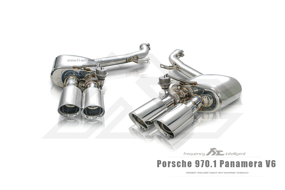 Porsche 970.1 Panamera V6 / S  catback exhaust system with valvetronic technology for enhanced performance and sound. High-quality stainless steel construction for durability and style. Upgrade your  Porsche 970.1 Panamera V6 / S  with our aftermarket catback exhaust for a thrilling driving experience.