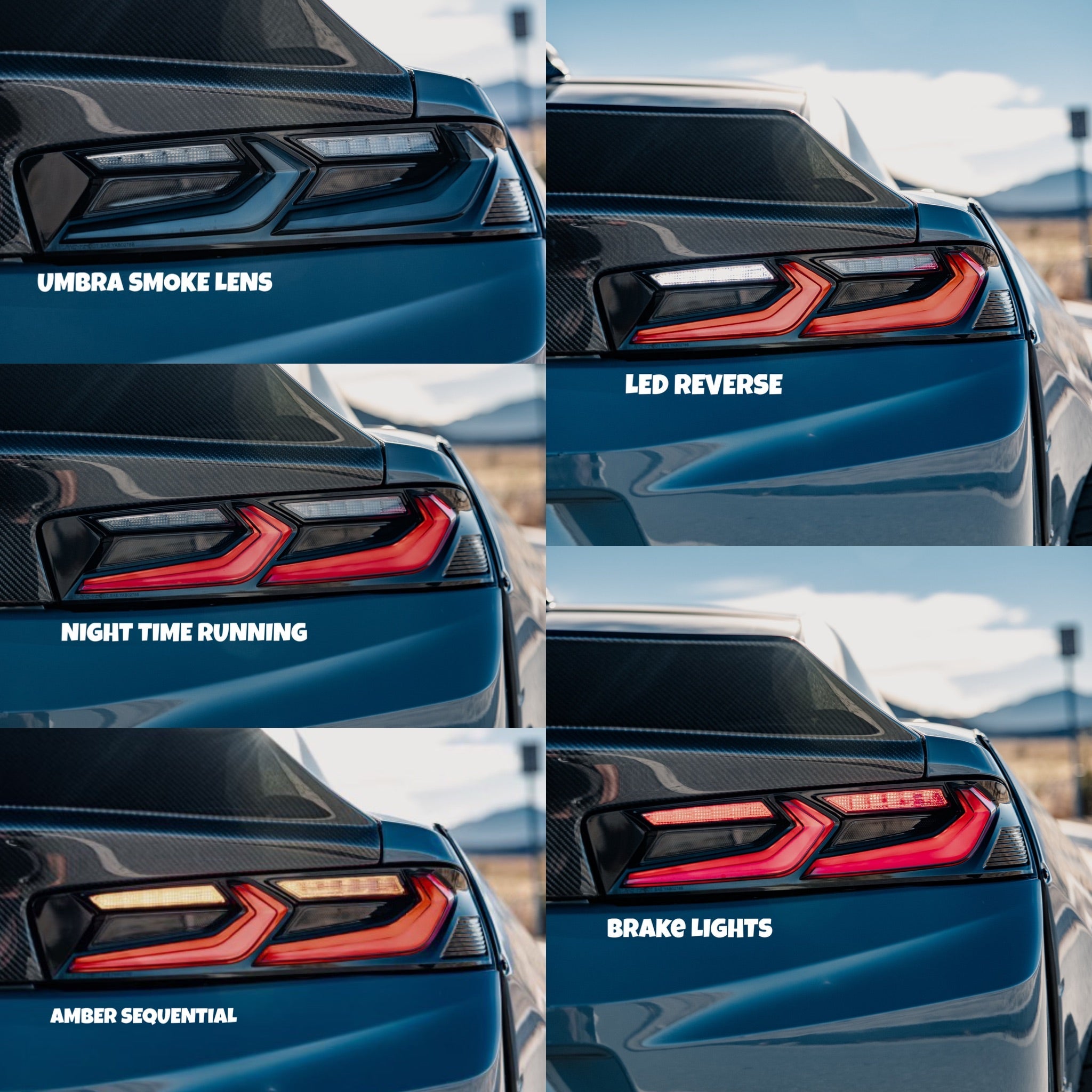 2016-2018 CHEVY CAMARO UMBRA LED TAILLIGHTS GLOSS BLACK/SMOKE LENS - Legends Auto Parts