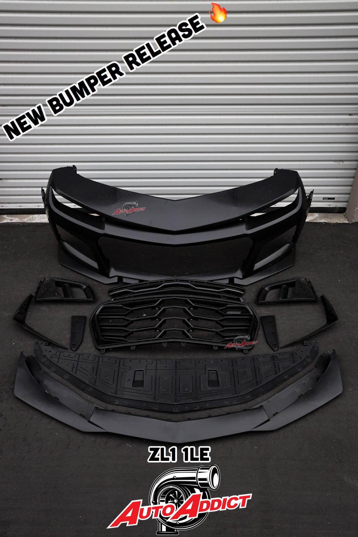 2010-2015 Chevy Camaro ZL1 1LE Track Package Front Bumper Conversion 11pcs Full Kit Flat BLK Body Kit - Legends Auto Parts