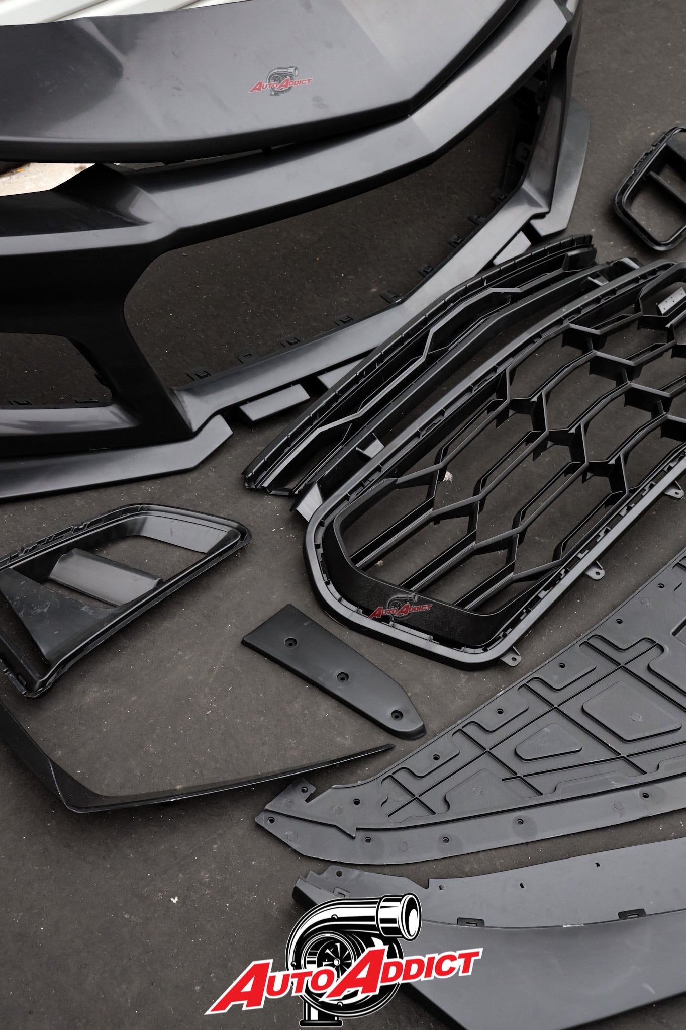 2010-2015 Chevy Camaro ZL1 1LE Track Package Front Bumper Conversion 11pcs Full Kit Flat BLK Body Kit - Legends Auto Parts
