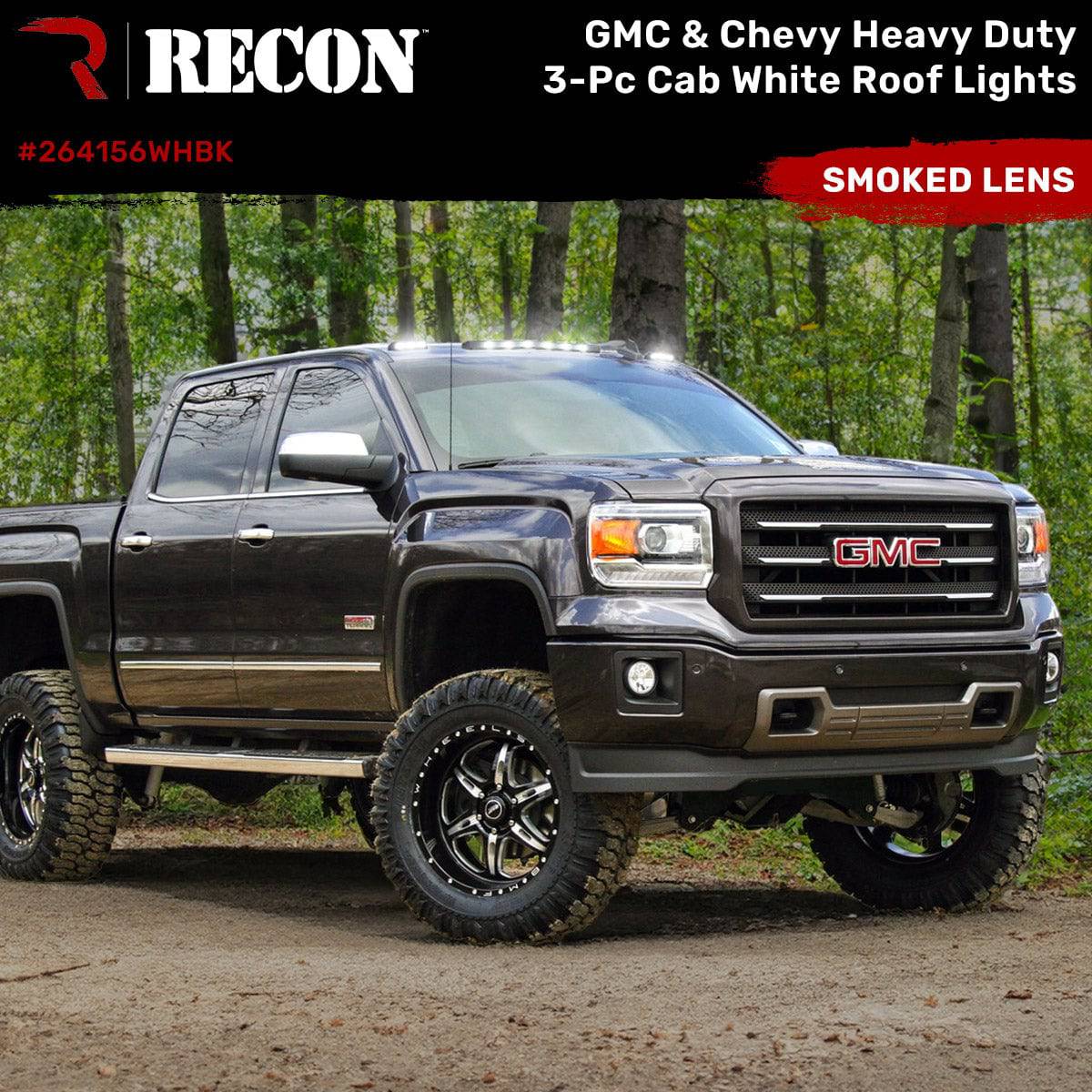 2007-2014 GMC/Chevrolet 2500/3500 RECON Smoked White LED Cab Lights (Replaces Factory Cab Lights)