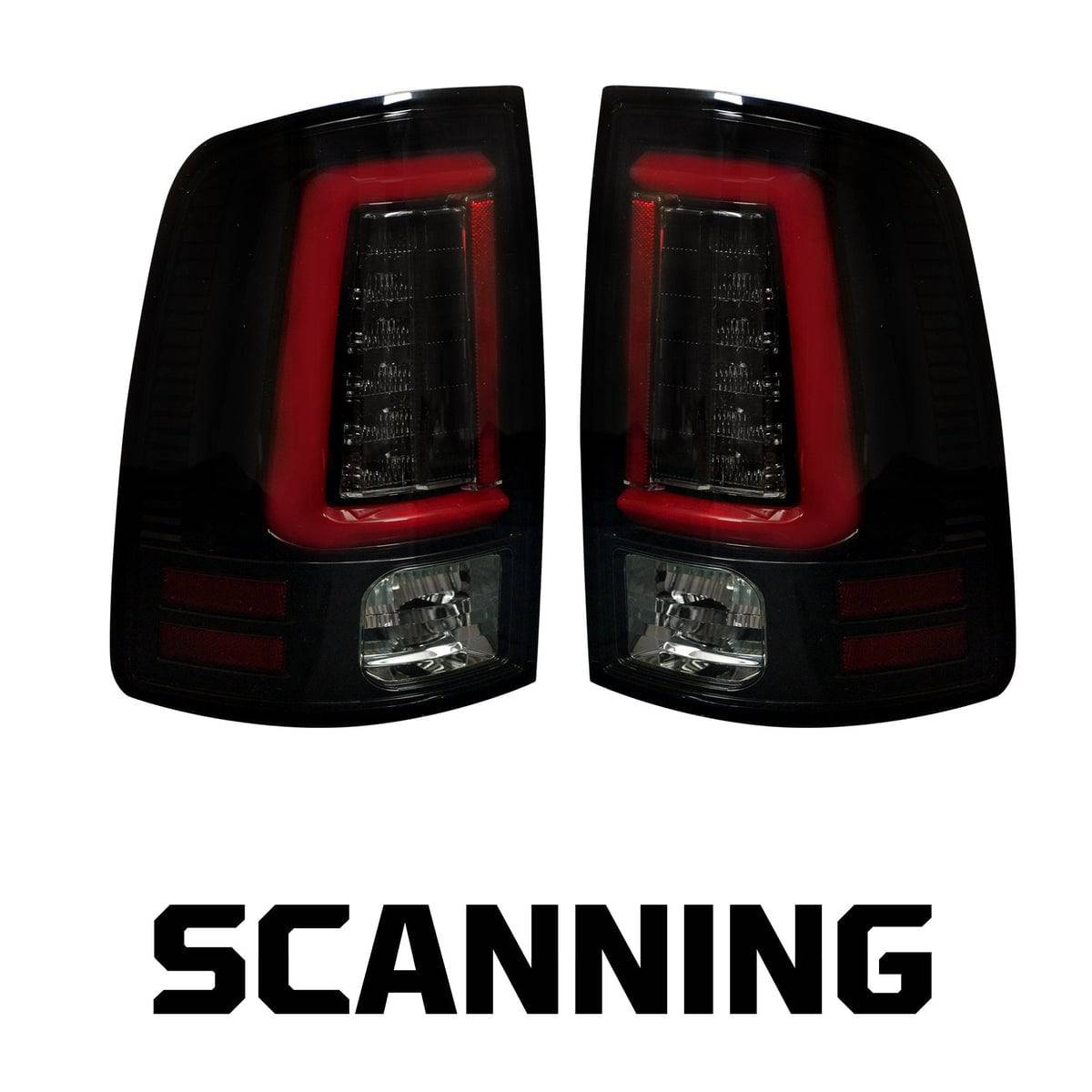 2009-2024 Dodge RAM 1500 Classic Body RECON Smoked Scanning OLED Tail Lights (Replaces Factory Halogen Tail Lights)