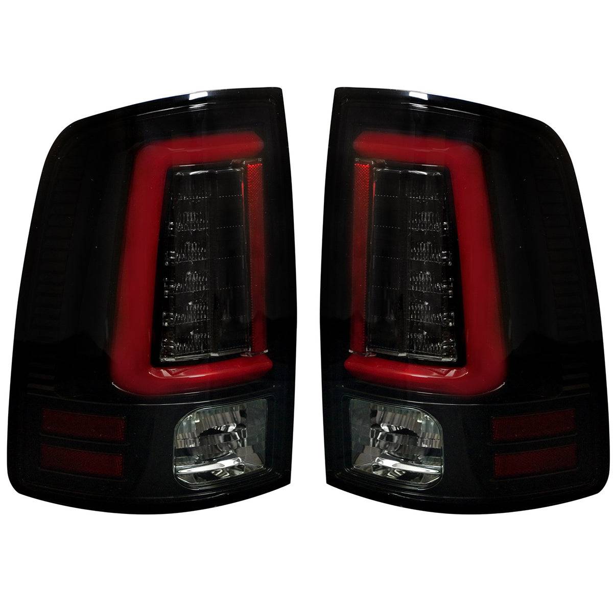 2009-2024 Dodge RAM 1500 Classic Body RECON Smoked Scanning OLED Tail Lights (Replaces Factory Halogen Tail Lights)