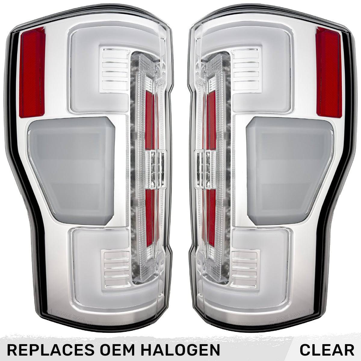 2017-2019 Ford SuperDuty RECON Clear Lens (Paintable) OLED Tail Lights (Replaces OEM Halogen)