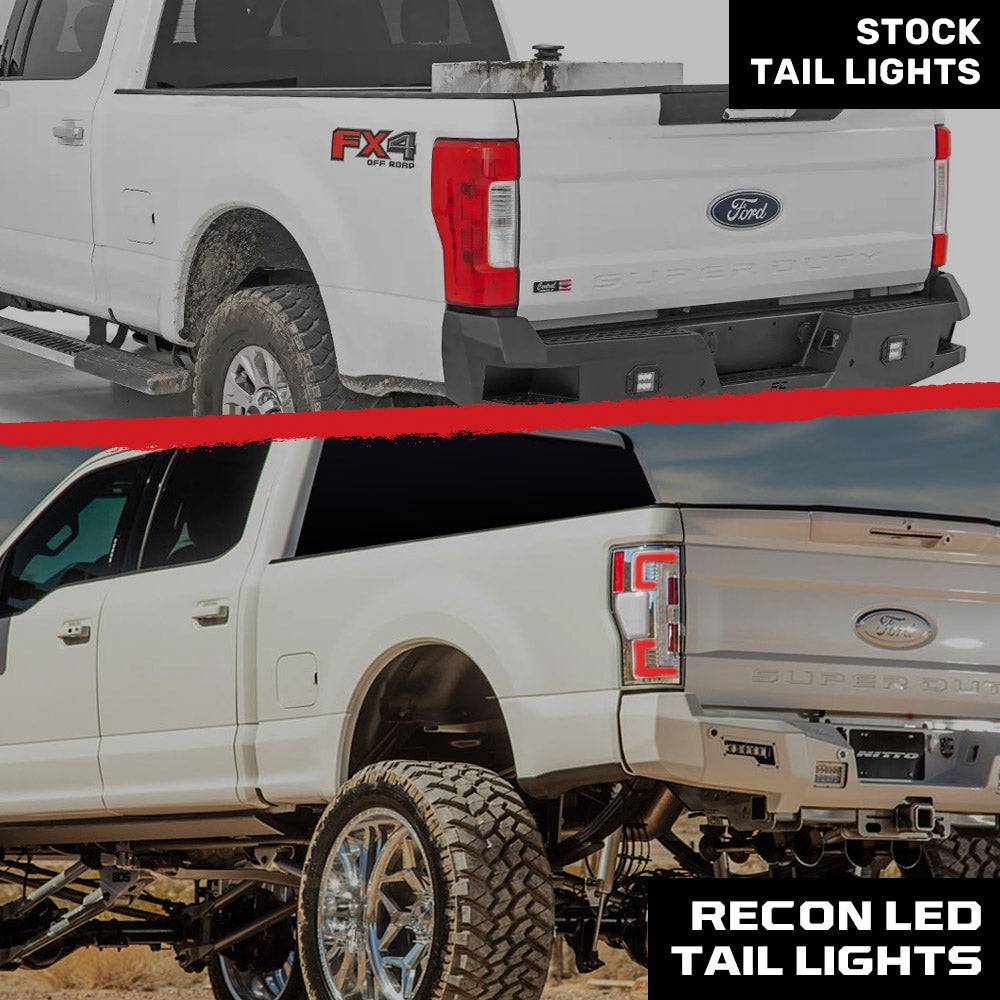 2017-2019 Ford SuperDuty RECON Clear Lens (Paintable) OLED Tail Lights (Replaces OEM Halogen)