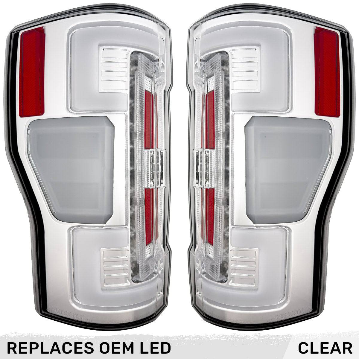 2017-2019 Ford SuperDuty RECON OLED Clear Lens (Paintable) Tail Lights (Replaces OEM LED)