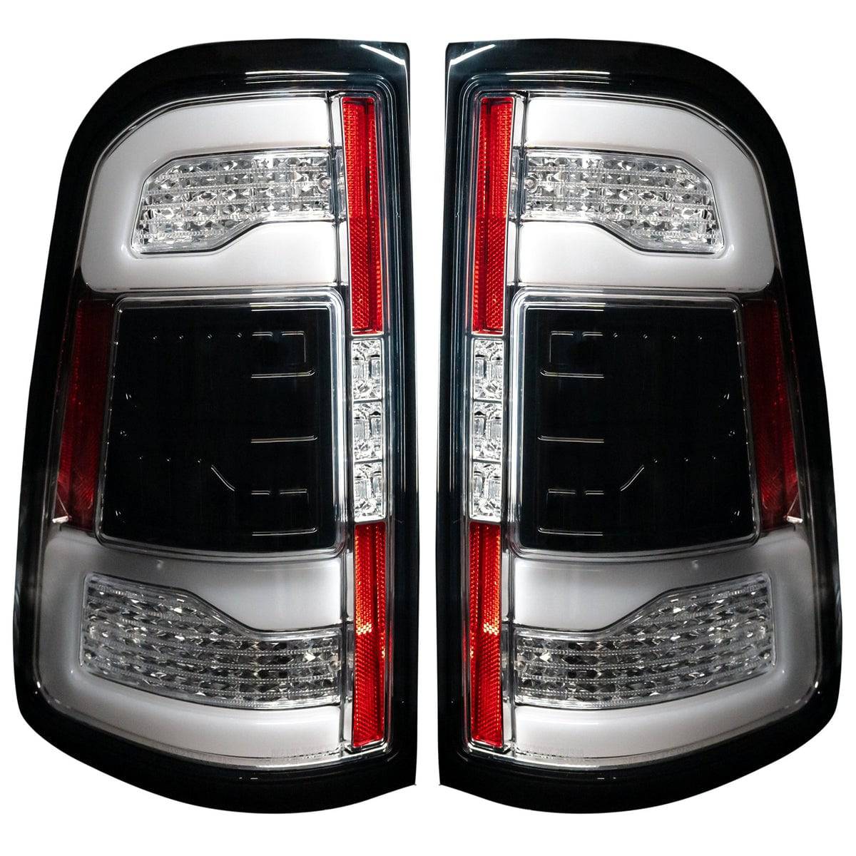 2019-2023 RAM 1500 RECON Clear Lens (Paintable) OLED Tail Lights w/ Scanning Red Turn Signals (Replaces OEM LED Taillights)