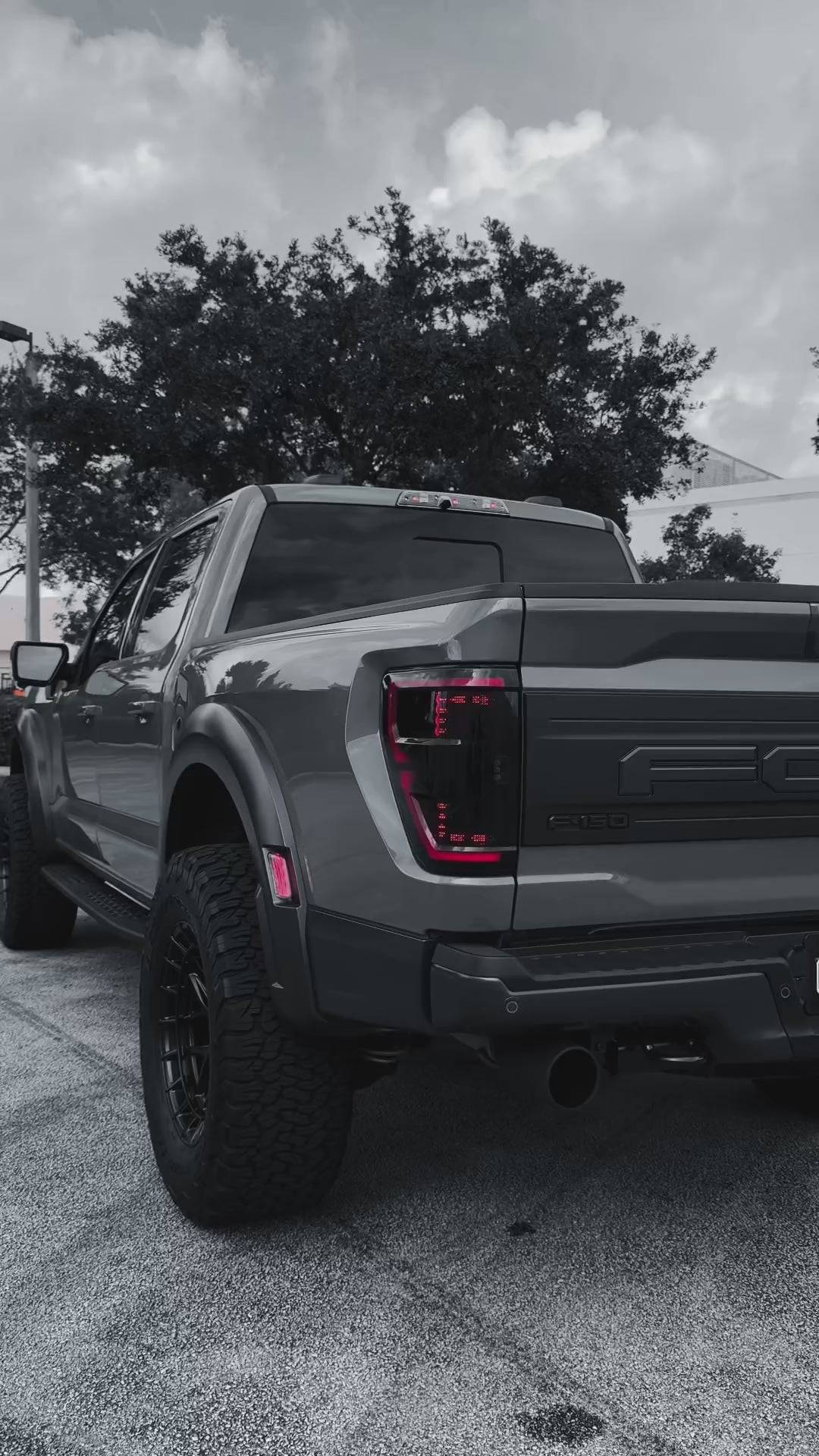 2021-2023 Ford F150/Raptor RECON Smoked OLED Tail Lights (Replaces Factory LED Tail Lights w/ Blind Spot Warning System)