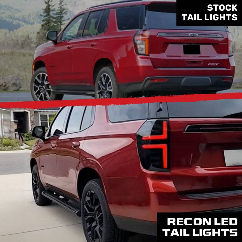 2021-2024 Chevrolet Tahoe/Suburban RECON Smoked OLED Tail Lights with Startup Sequence & Amber Turn Signals