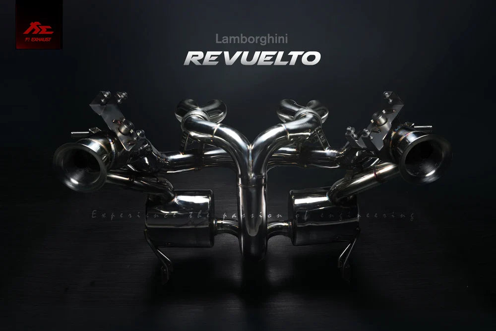 Fi EXHAUST Valvetronic Ultra Edition for Lamborghini Revuelto with OBD dongle to prevent CEL after replacing factory catalytic converters.