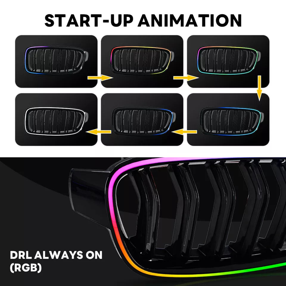 LED KIDNEY Grill with Start-Up Sequence for 2013-2018 BMW 3 Series - Legends Auto Parts
