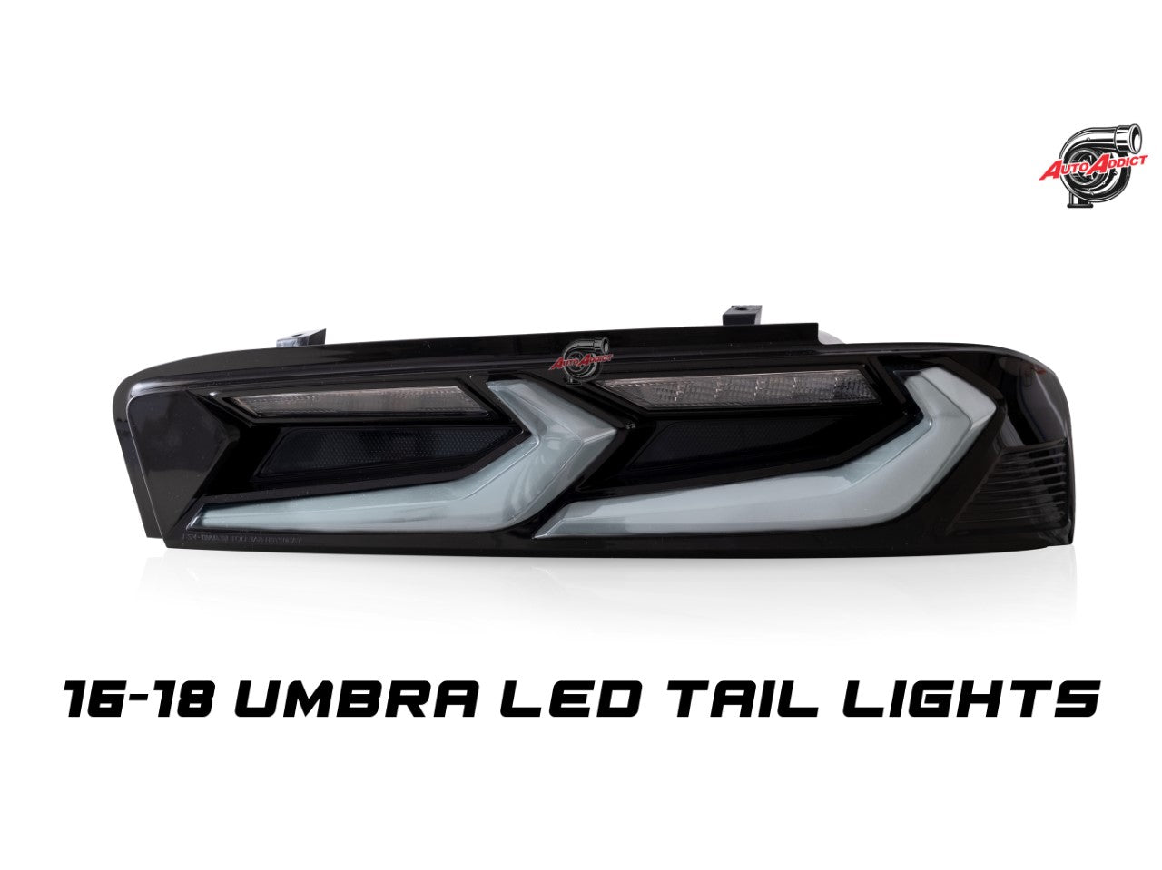 2016-2018 CHEVY CAMARO UMBRA LED TAILLIGHTS GLOSS BLACK/SMOKE LENS - Legends Auto Parts