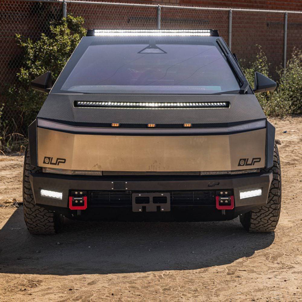 Tesla Cybertruck UP INVINCIBLE® Carbon Fiber Hood System w/ 50” LED Light Bar